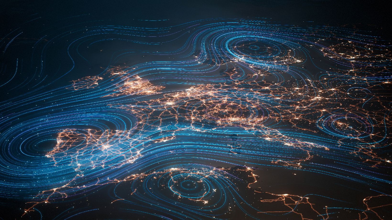 Verbildlichung der Internetvernetzung in Europa