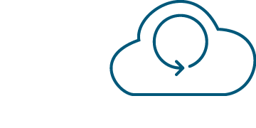 Icon zum Geschäftsfeld Cloud Solution & Shared Services, ein Pfeil in einer Wolke