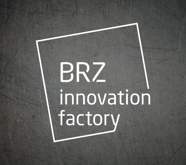 BRZ Innovation Factory, @BRZ/Robert Six a metaltextured background with white BRZ Innovation Factory Logo
